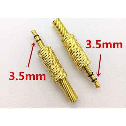 100pcs / Lot Gold Plated 1/8" Plug 3.5mm Audio Jack 3.5 Headphone Stereo Adapter Connector Solder with spring for Home KTV DIY