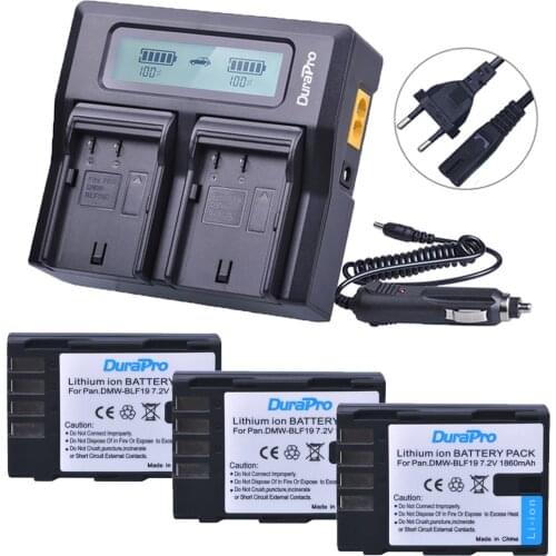 3X 1860mAh DMW-BLF19 DMW BLF19E BLF19PP BLF19 Battery + LCD Display Dual Quick Charger for Panasonic Lumix GH3 GH4 GH5 DC-G9
