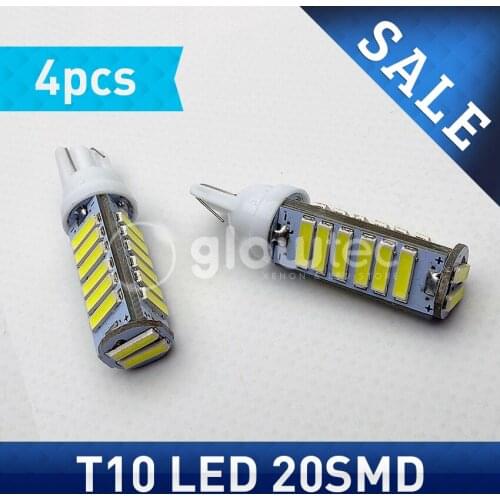 4pcs Led T10 7014 20smd LED White Car T 10 LED 20 smd auto Light Wedge Bulb Lamp DC12V GLOWTEC