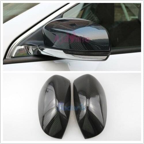 Cobon Fiber Color Rearview Mirror Cover Side Wing Cap Shell Case Moulding Trims 2014 2015 2016 2017 For Jeep Cherokee Accessory
