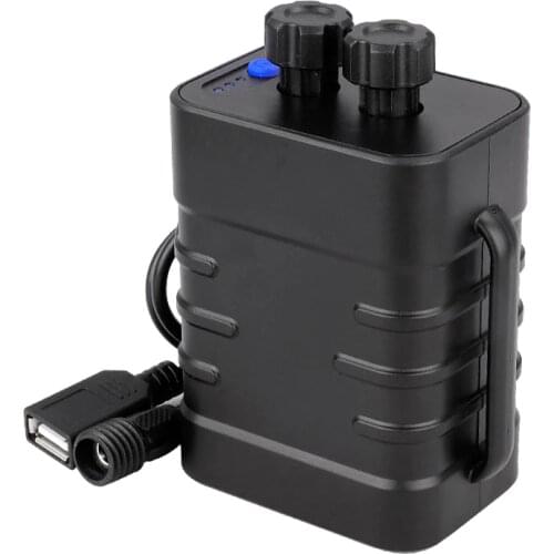 Deemount Bicycle Light Power Box 8.4V 5V Dual Voltage Output for 2/4/6 18650/26650 Batteries W/ Strap Optional 100-240V Adaptor
