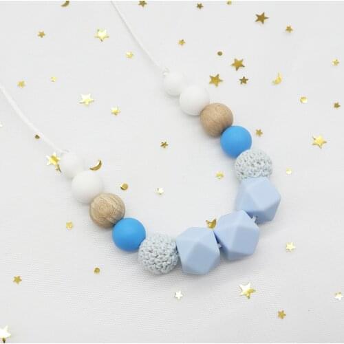 Baby Silicone Teether BPA Free Silicone Beads Baby Teething Necklace DIY Infant Teething Toys Nursing Jewelry Necklace Gifts