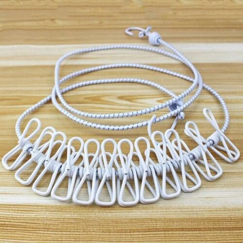Outdoor Travel Hanger Clothesline Portable And Retractable Plastic Windproof Non-slip Elastic Clothesline With Clip