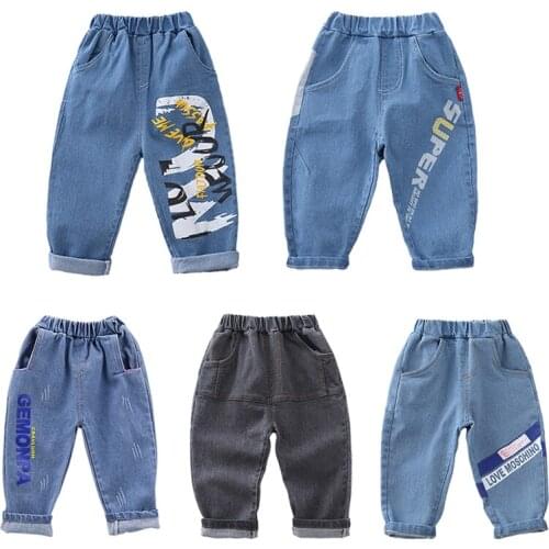 2020 Boys Girls Denim Jeans Casual Pants Children Cotton Breathable Boys Fashion Print Denim Clothing For 1-6 Years Kids