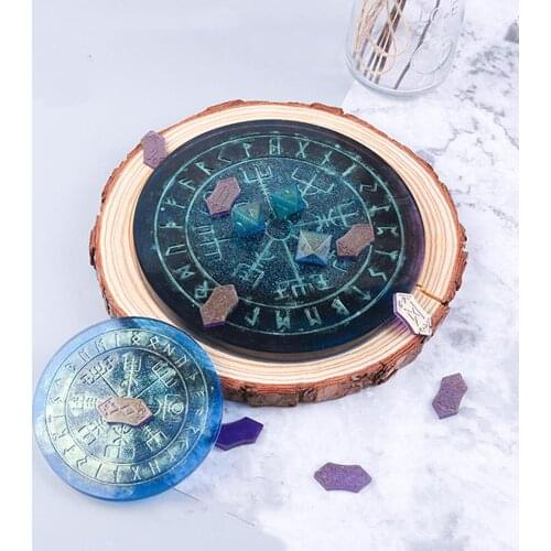Diy Epoxy Mold New Rune Roulette Divination Silicone Mold Manual Mirror Disc Accessories