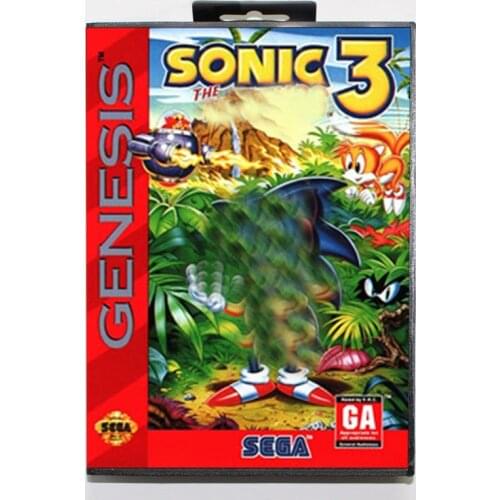 Hehog Sonic 3 The 16 bit For Genesis MD Game Card With Box For Sega Mega Drive For Genesis