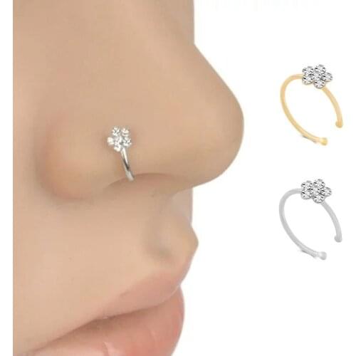 Fake Nose Ring Simple BOHO Style Flower 5 Colors Trendy Clip On Ear Cuff 2021 Fashion Trend Body Jewelry Bijoux Gift Party