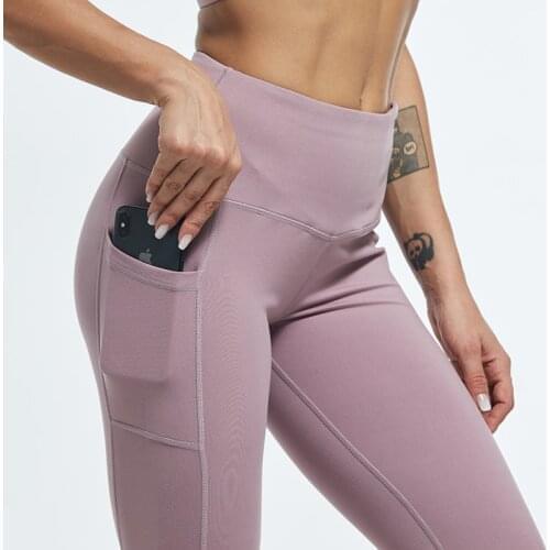 ATHVOTAR Women Leggings Middle Waist Pocket Push Up Leggings Women Gym High Elastic Hip Lift Fitness Leggin