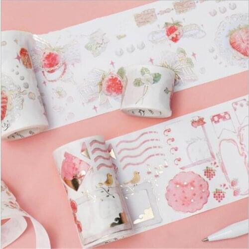 Cute Strawberry Donut Bronzing Decorative Child Gilding Flash Sticker Label Sticker Diary Scrapbooking Stationery School Supply