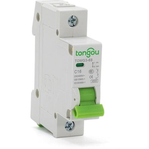Curve C 1 Pole 1A 6A 10A 16A 25A 32A 40A 63A MCB 18mm Mini Circuit Breaker 4.5KA AC 110V/230V/400V With CE Certificate