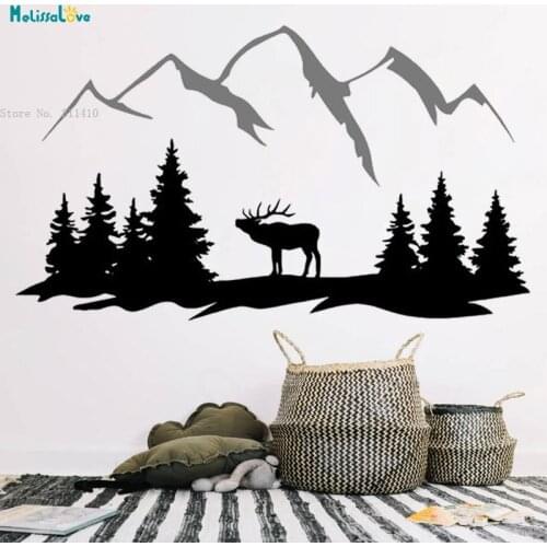 Deer In Mountains Wall Decals Harmonious Coexistence Of Nature Exquisite Home Décor Vinyl Window Murals Removable YT4508