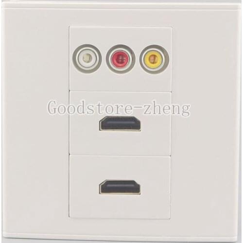 Wall Face Plate 3RCA AV + Dual HDMI Port Assorted Panel Faceplate Outlet Socket