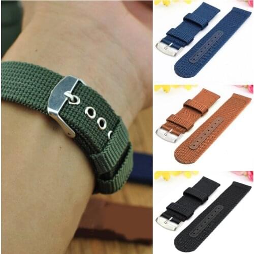 Nylon Watchbands Fashion Black Brown 20mm 22mm 24mm Womens Men Sport Watch Band Strap Stainless Steel Buckle Accessories