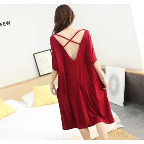 New Ladies Basic Sleepshirt dress Sexy Lingerie Long Nightgown Modal Sleepwear Summer Loose Pregnant Nighty Nightdress