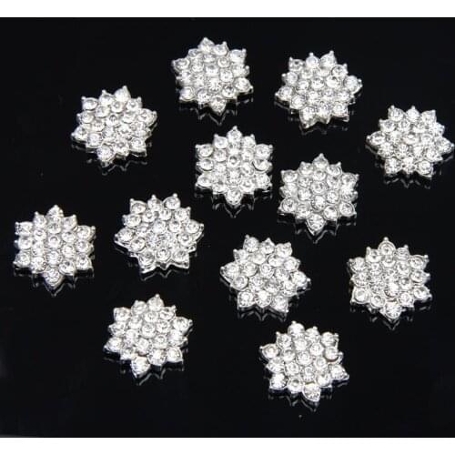 Wholesale 100pcs/lot High quality 17mm silver alloy rhinestone button flat back DIY hair accessory headband free shipping PJ04