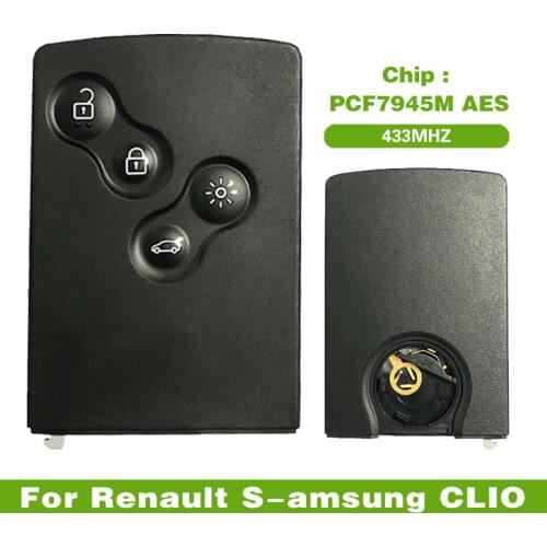 CN010059 4 Button Smart Card Key For Renault S-amsung CLIO smart key 434MHZ PCF7945M AES Chip