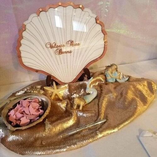 Transparent Wedding Guest Book, Personalized Wedding Decoration Guest Book Rustic Personalized Wedding SEAShell Shaped guest boo