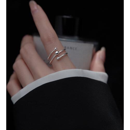 Real. 925-sterling-silver Multi Layer Rings for Women | Boho Balls Adjustable Ring Stacking Sterling-silver-jewelry J1036