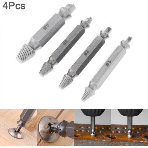4pcs/lot Bolt Remover S2 Alloy Steel Screw Extractor Drill Bit Tool with Hexagon Handle Damaged Screw Extracfor Broken Remover
