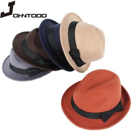 Autumn and winter new retro mens hat Fedoras high top jazz plaid hat adult top hat classic version headdress hat British bow