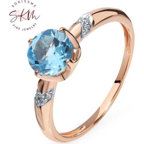 SKM Brand designer topaz rings 14k rose gold rings for women Engagement wedding rings designer Luxury Fine Jewelry