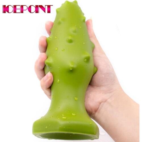 Super Huge Green Anal Plug Soft Thorn Beginner Games Anus Dilator Massage Stimulaiton Adult Sex Toys for Women Men