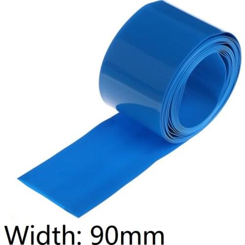 Width 90mm PVC Heat Shrink Tube Dia 57mm Lithium Battery Insulated Film Wrap Protection Case Pack Wire Cable Sleeve Blue