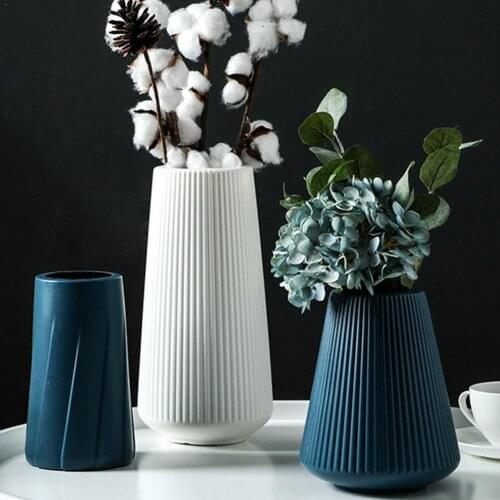 1pc Vase Simple Home Decoration Flower Vase Flower Vase Nordic Home Plastic Ceramic Hydroponic Creative Vase Imitation Deco Z6R7