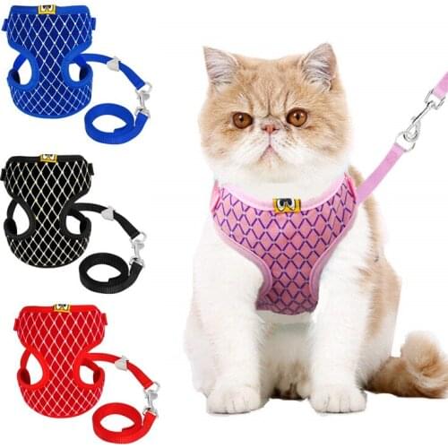 Breathable Small Dog Cat Harness Leash Kit Adjustable Pet Walking Traction Vest Rope Soft Kitten Collar Harness for Cat Puppy