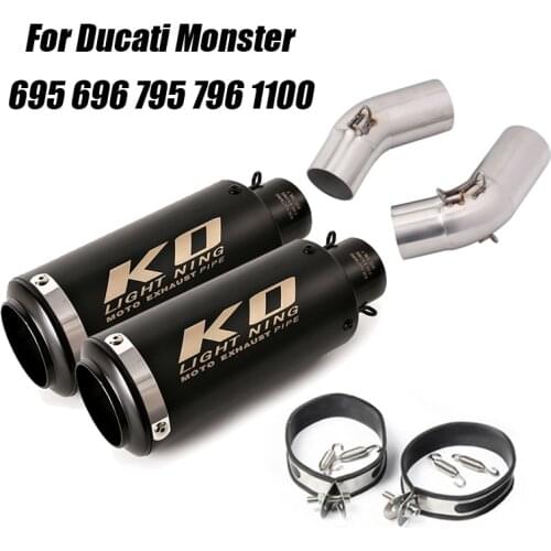 For Ducati Monster 695 696 795 796 1100 Exhaust Tips Muffler Baffle Pipe Slip On Connecting Link Tube Middle Mid Pipe Motorcycle