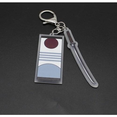 Japanese Anime Acrylic Pendant Demon Slayer Blade Kazuma Tanjiro Black Knife Keychain Women Male Cosplay Jewelry Accessories Gif