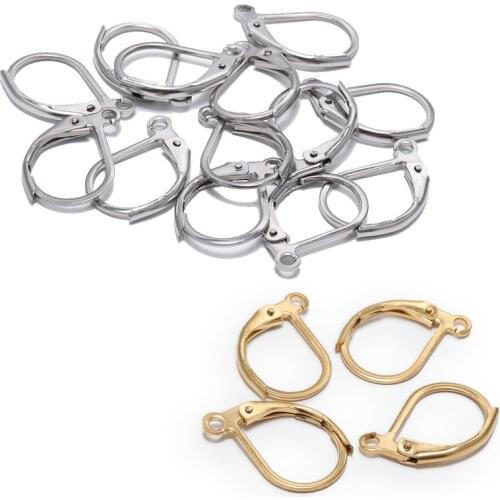 20pcs/lot D Glyph Gold 316L Stainless Steel French Lever DIY Earring Hooks Wire Settings Base Earrings Jewelry Making Supplies