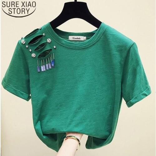 Fashion Hole Hollow Out Summer Short Sleeve White T Shirt Women Tops Female Harajuku T-shirts Women Solid Tees Femme Shirts 9644