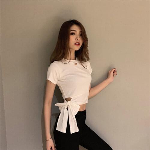 Woman TShirts Summer High Waist Short-Sleeved T-shirt Womens Top Crop Top Mujer Camisetas