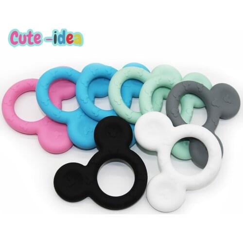 Cute-Idea 1Pc silicone Mouse Head Teether Food Grade Teething DIY Accessories Pacifier Chain BPA FREE Chewable Baby Product Toy