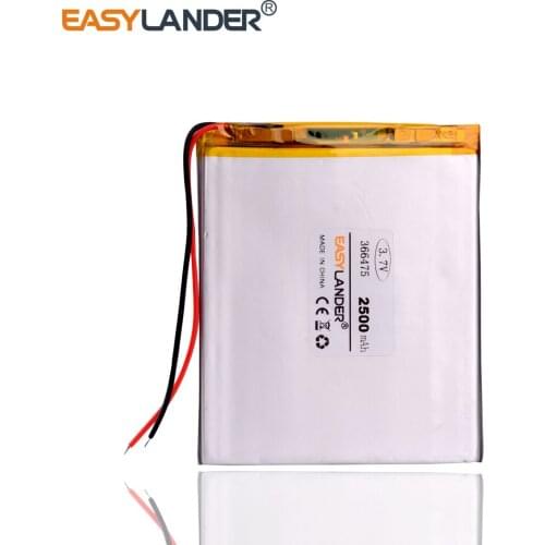 10pcs /Lot 3.7v lithium Li ion polymer rechargeable battery 366475 2000mah Tablet Pc GPS Power bank pipo IPAQ MID Moblie phone