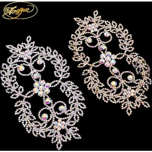 17*9.5cm Colorful Crystal Gold And Silver Color Rhinestone DIY Sewing Applique Wedding Dress Decoration Crafts