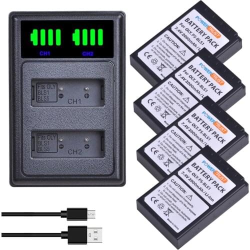 2000mAh BLS-1 BLS1 Battery and Charger for Olympus PS-BLS1 PEN E-PL1 E-PM1 EP3 EPL3 Evolt E-420 E-620 E-450 Digital SLR Cameras