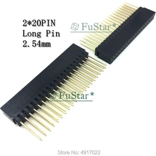 5PCS 2x20 PIN Double Row Straight FEMALE PIN HEADER 2.54MM PITCH Pin Long 12MM Strip Connector Socket 2*20 40 PIN 2x20pin pc104