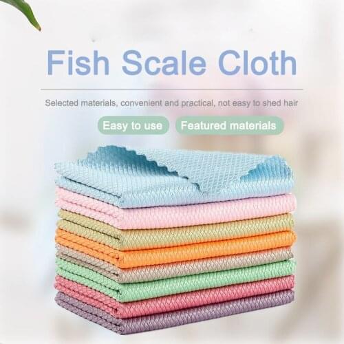 5Pcs Kitchen Cloth Anti-Grease Wiping Rags Efficient Fish Scale Wipe Cloth Cleaning Cloth Home Washing Dish Cleaning Towel