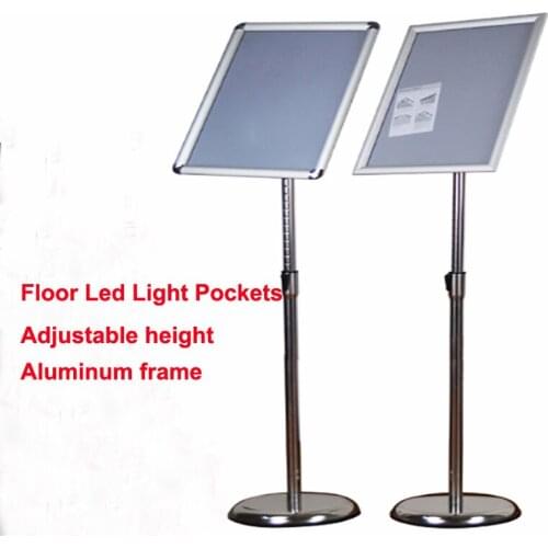 A3 Adjustable Pedestal Floor Stand Illuminated Poster Display with Snap-Open Frame,Led Advertising Lightbox