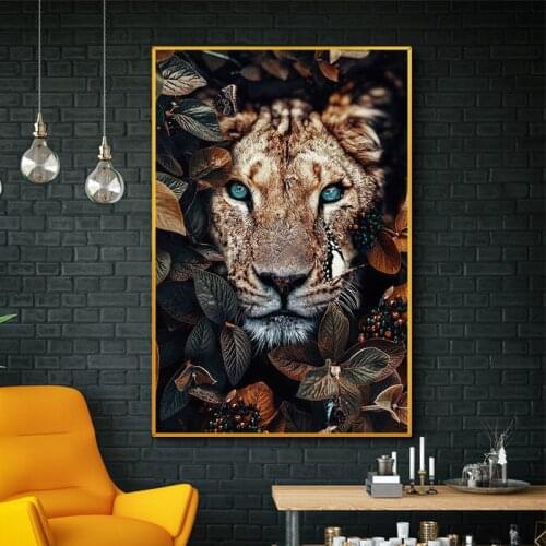 Flower Animal Lion Tiger Leopard Abstract Canvas Painting Wall Art Nordic Print Poster Decoration Picture Living Room Decoration