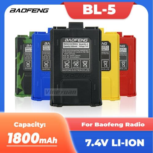 Baofeng Battery BL-5 7.4V 1800 mAh Big Capacity Li-ion for Baofeng DM-5R UV-5R UV-5R Plus UV-5RE BF-F8HP UV-5R V2+ Plus UV-5RTP