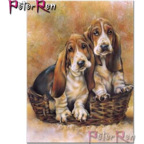 Full Square&Round 3D Diamond Embroidery Sale 5D DIY Diamond Painting Basset Hound Pattern Rhinestone Needlework kit Home Decor