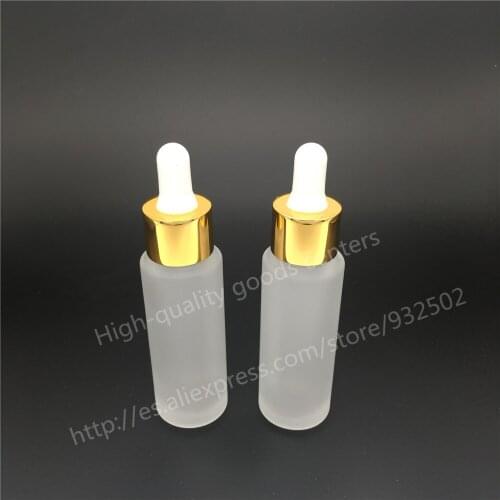 Free shipping 480/lot 30ml Matte transparent glass essential oil bottle with tamper evident dropper, 1oz frosted glass bottle