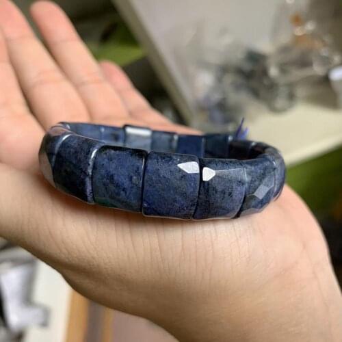 Blue natural dumortierite stone beads bracelet natural gemstone jewelry bangle for woman for gift wholesale