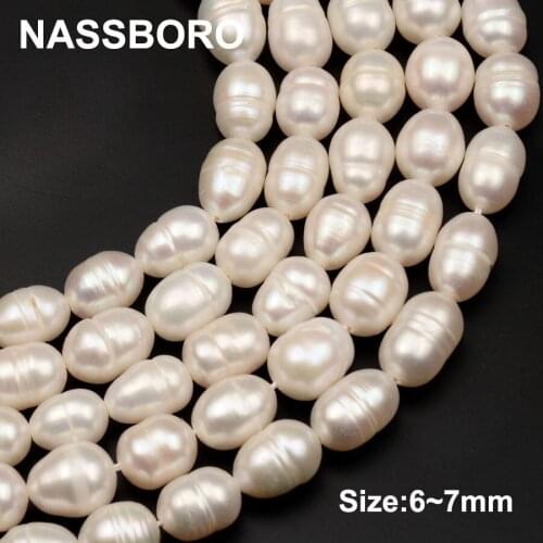 6-7mm Natural White Freshwater Pearl Beads For DIY Decoration Necklace Bracelat Jewelry Making Loose Spacer Beads Gift Wholesale