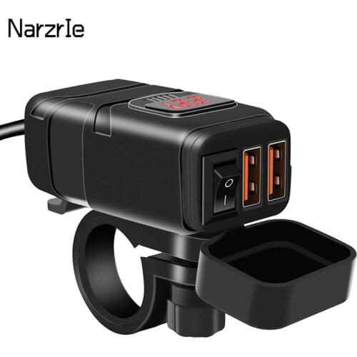 Dual USB Fast Charger with Switch Socket Power Outlet Adapter Waterproof Dual USB Ports for Marine RV Boat Motorcycle Truck
