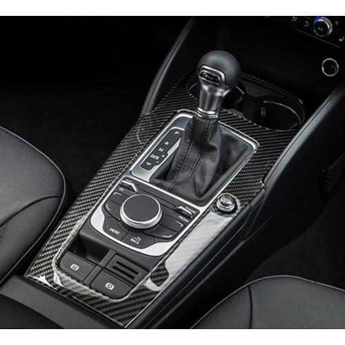 Carbon Fiber Center Console Gear Shift Panel Decoration Cover Trim For Audi A3 8V 2013-2018 LHD Car Interior Accessories
