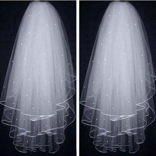 Clean and Fresh Looking New 3T White/ Ivory Pearl Wedding Bridal Veil With Comb 2021